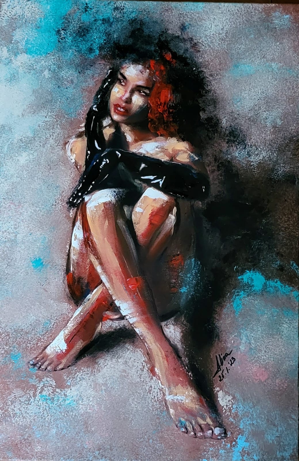 ArteDiAlina.com painting: May I keep the gloves on?